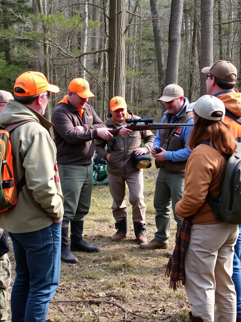 A group of hunters participating in a controlled hunt in the Plemet region, showcasing responsible hunting practices and wildlife management.